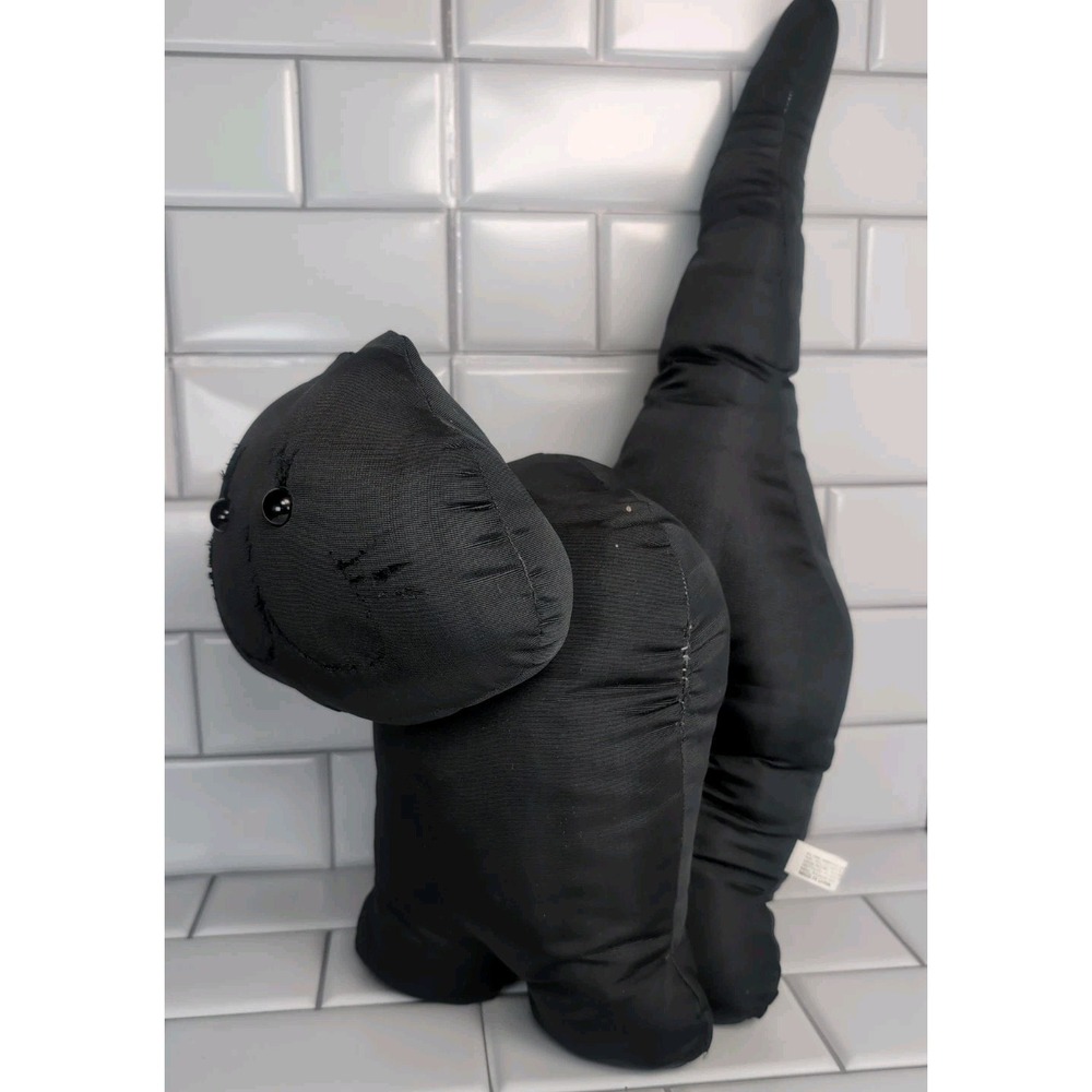 The Toy Works All Black Cat Plush Large Kitty Weighted Door Stopper Vintage